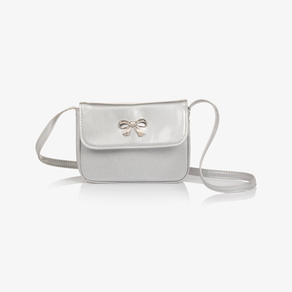 NAME IT-Girls Metallic Silver Bag with Bow (17cm) | Childrensalon Outlet