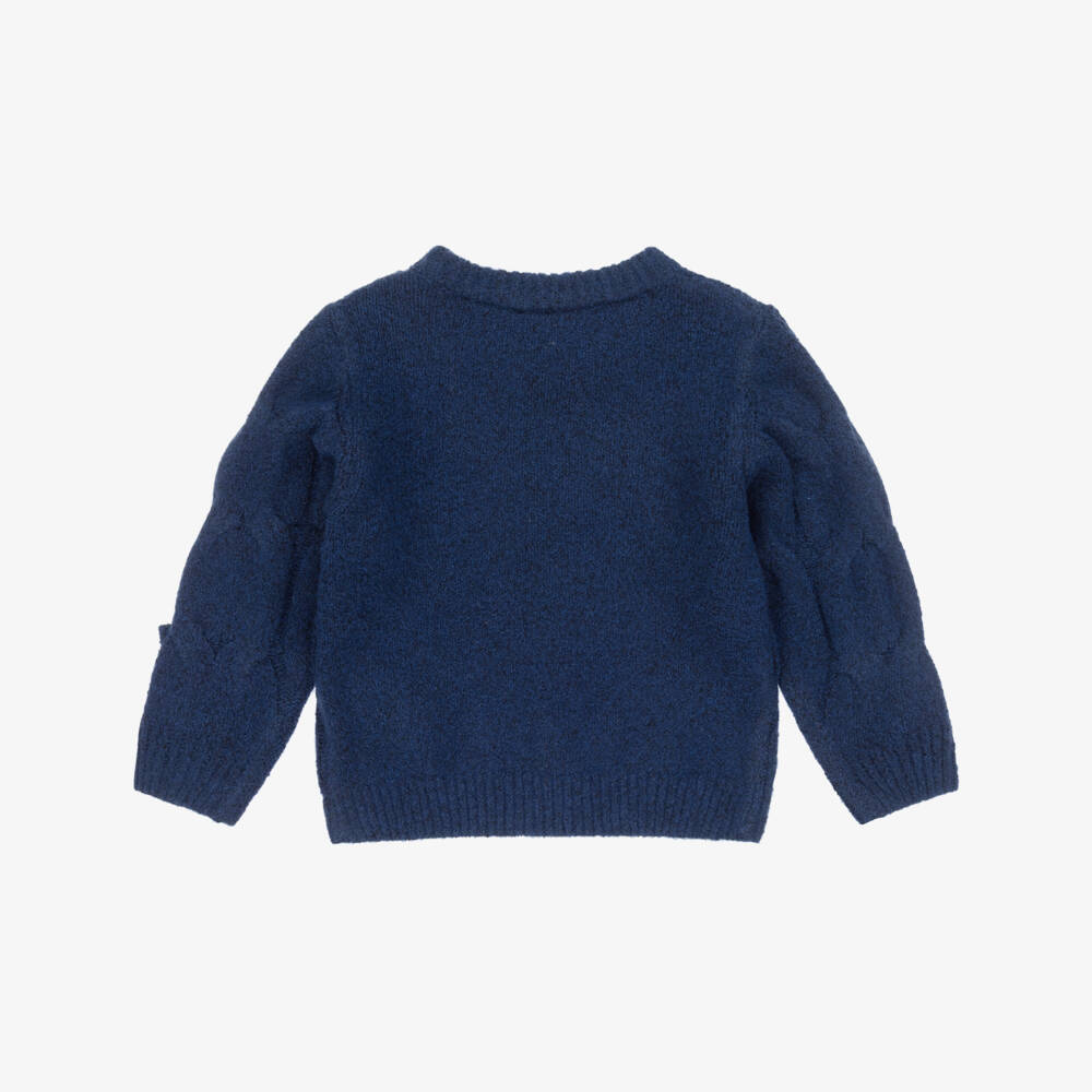 NAME IT-Girls Navy Blue Knitted Sweater with Bows | Childrensalon Outlet
