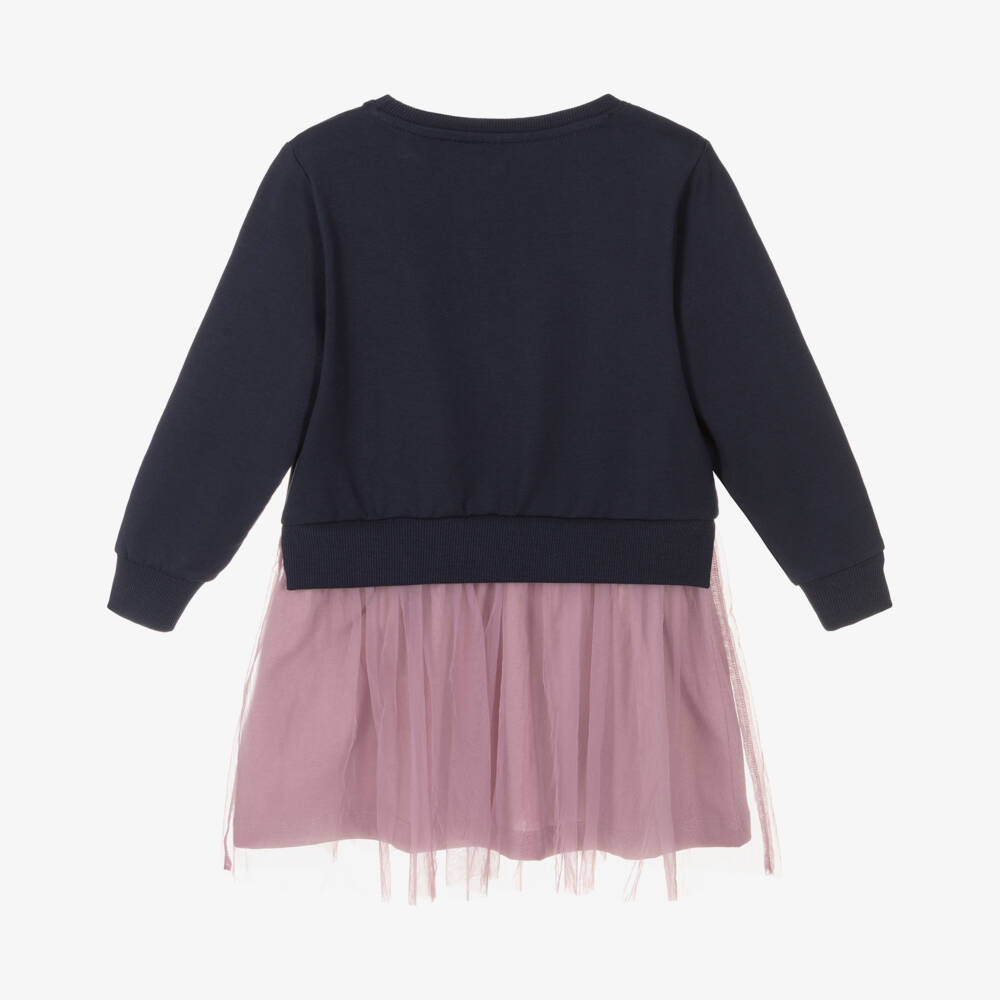 NAME IT-Girls Navy Tulle Cherry Frock | Childrensalon Outlet