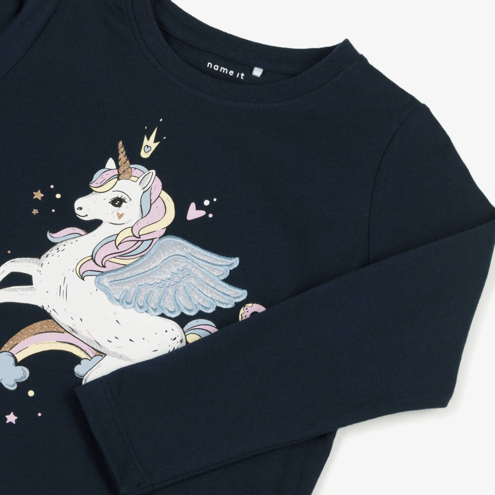 NAME IT-تيشيرت سحري للبنات بلون كحلي مع وحيد القرن | Childrensalon Outlet