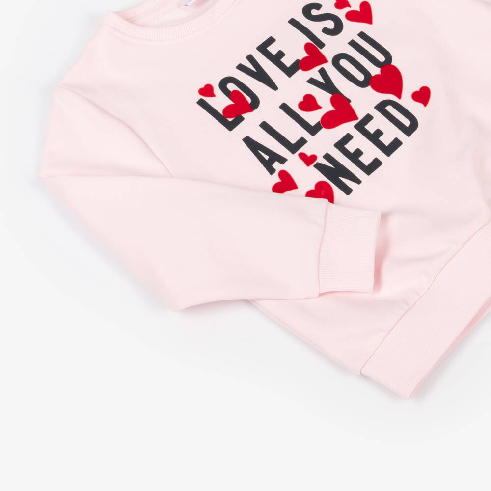 NAME IT-Girls Organic Cotton Pink Heart Pullover | Childrensalon Outlet