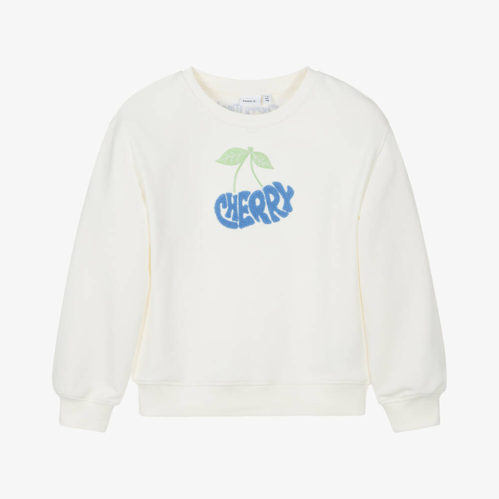 NAME IT-Кремовый пуловер с вишнями из органического хлопка для девочек | Childrensalon Outlet