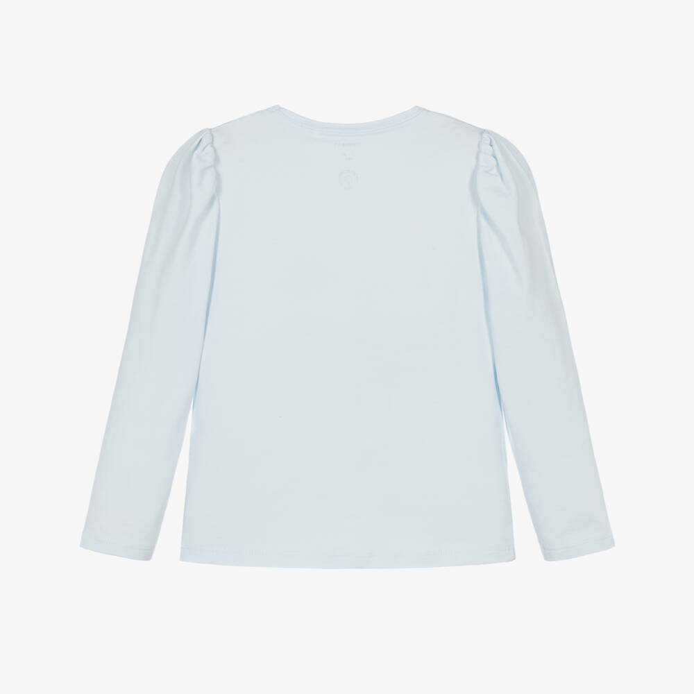 NAME IT-Girls Pale Blue Organic Cotton Top with Pink Unicorn | Childrensalon Outlet