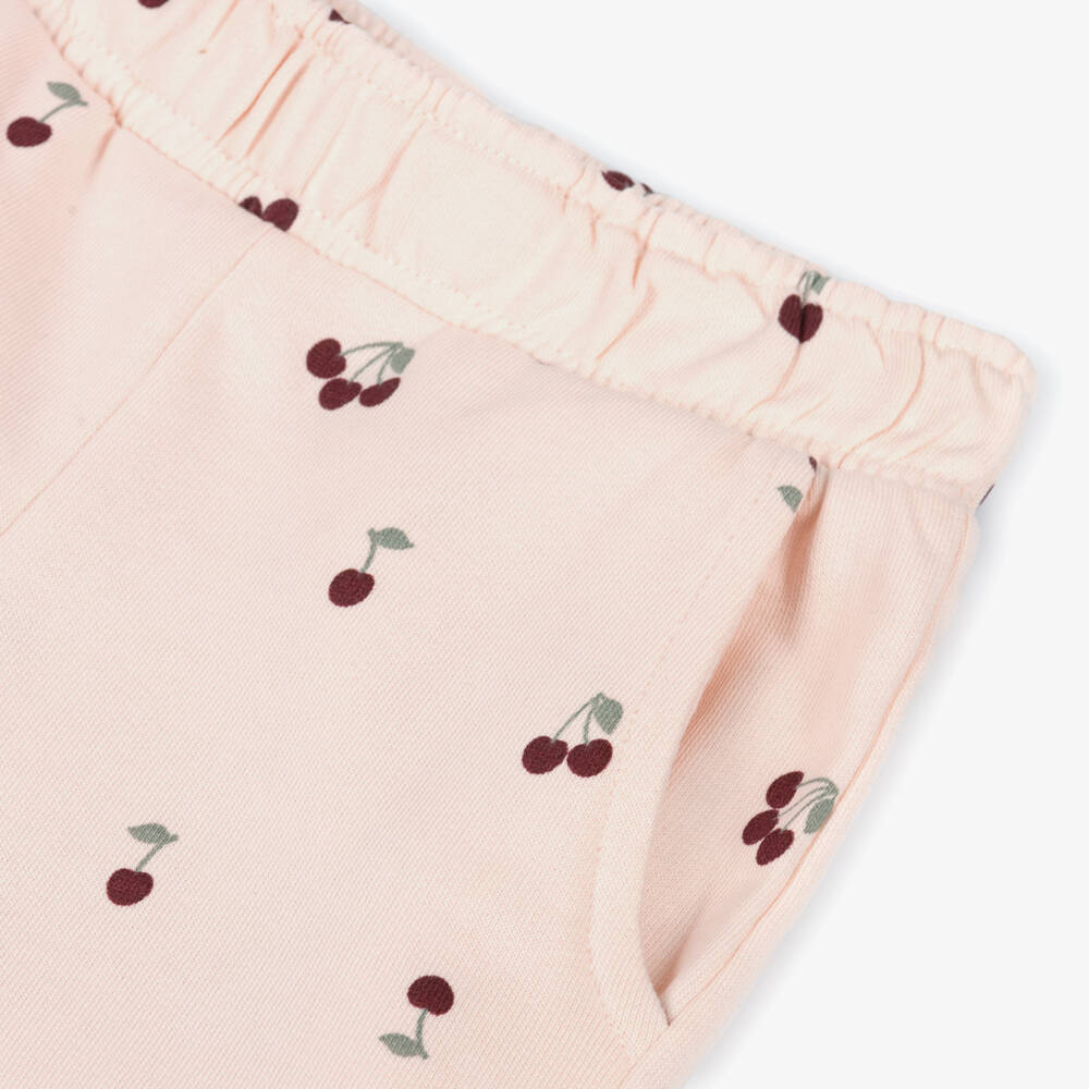NAME IT-Girls Pale Pink Cotton Joggers with Cherry Print | Childrensalon Outlet
