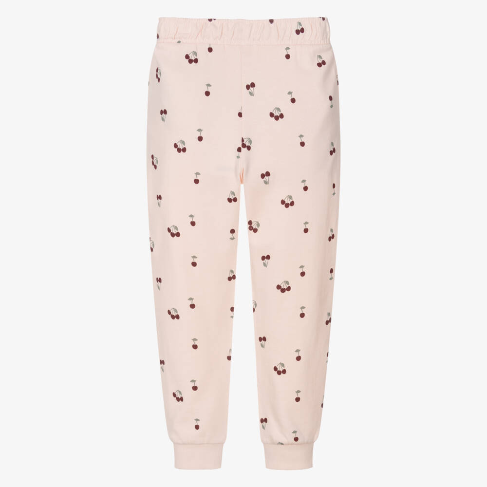 NAME IT-Girls Pale Pink Cotton Joggers with Cherry Print | Childrensalon Outlet