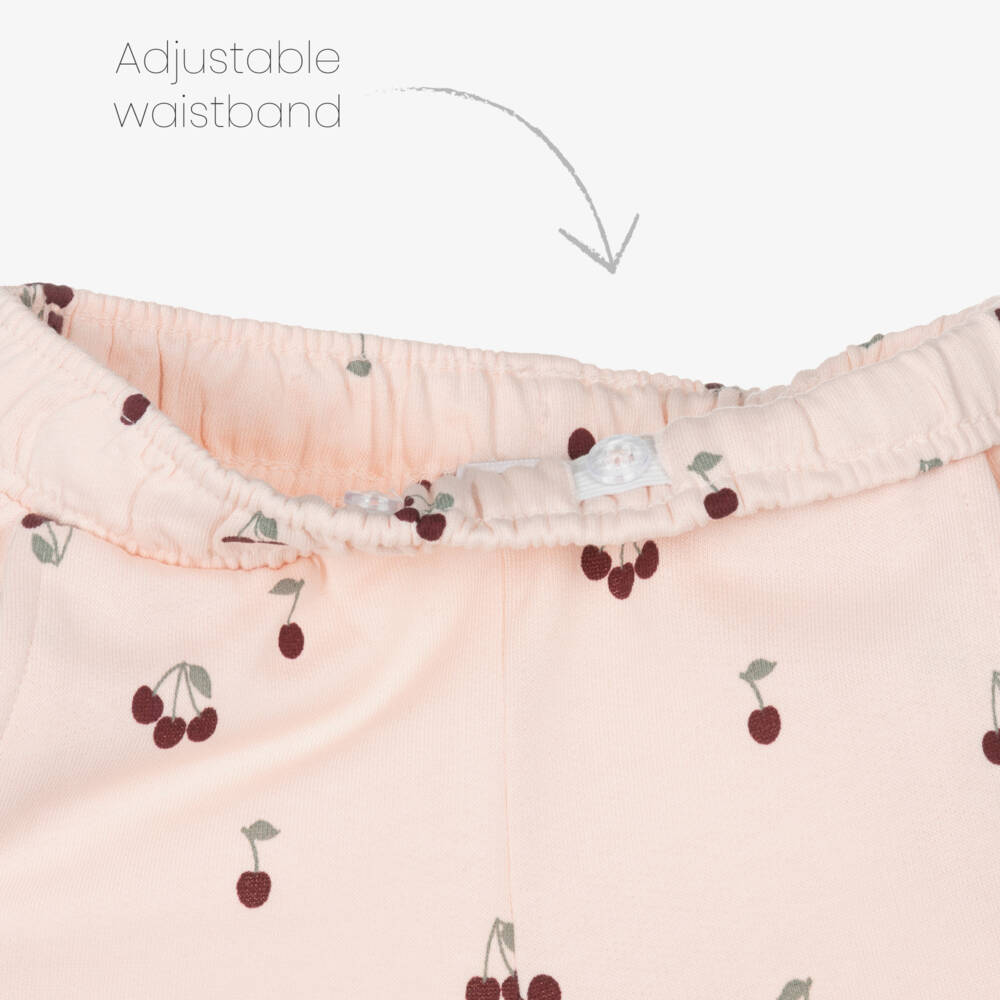 NAME IT-Girls Pale Pink Cotton Joggers with Cherry Print | Childrensalon Outlet