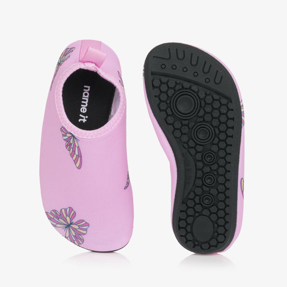 NAME IT-Girls Pink Aqua Shoes with Butterfly Print | Childrensalon Outlet