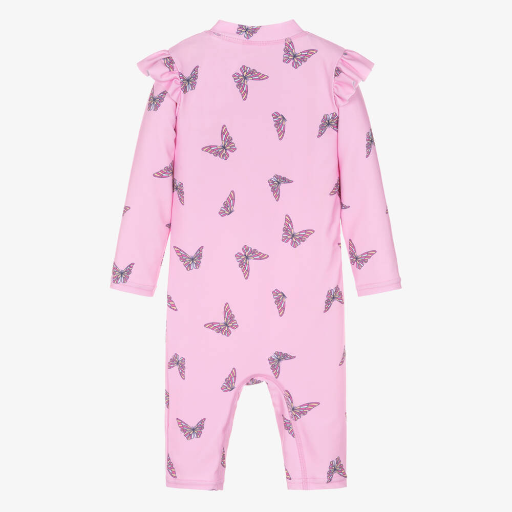NAME IT-Girls Pink Butterfly Print Sun Suit (UPF50+) | Childrensalon Outlet