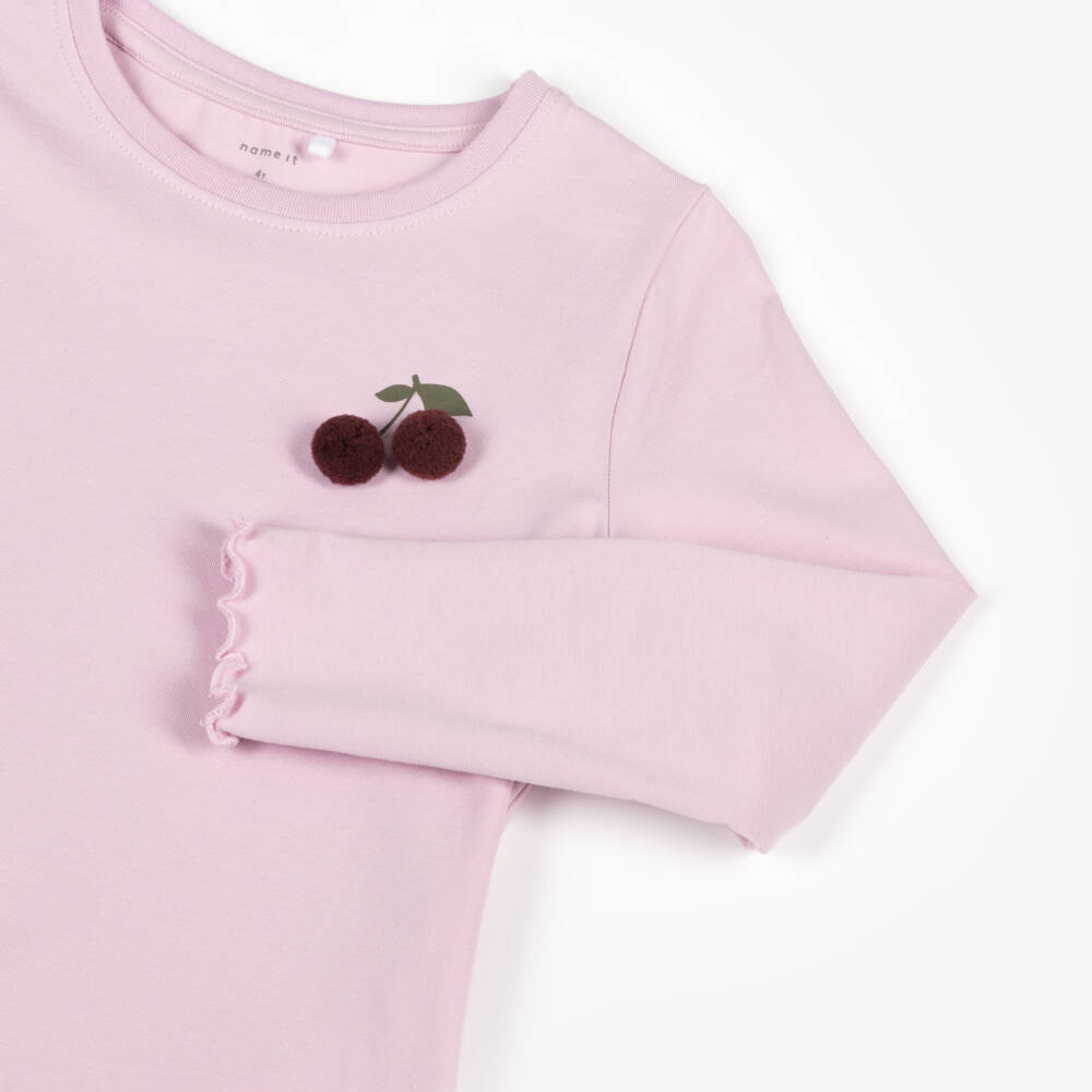 NAME IT-Girls Pink Cherry Pompom Knit Top | Childrensalon Outlet