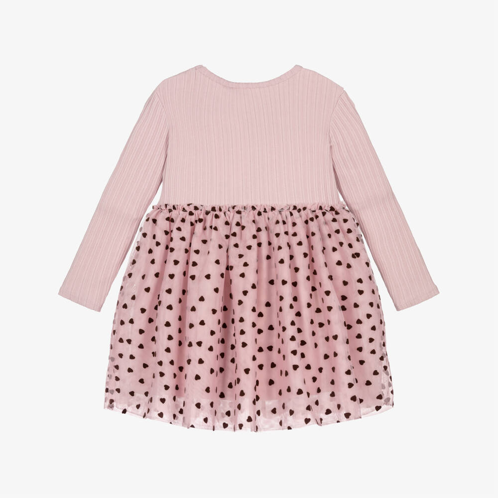 NAME IT-Girls Pink Dress with Felted Heart Tulle Skirt | Childrensalon Outlet