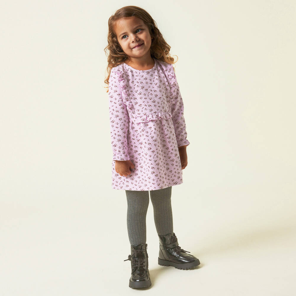 NAME IT-Платье из розового трикотажа с цветочным узором для девочек | Childrensalon Outlet