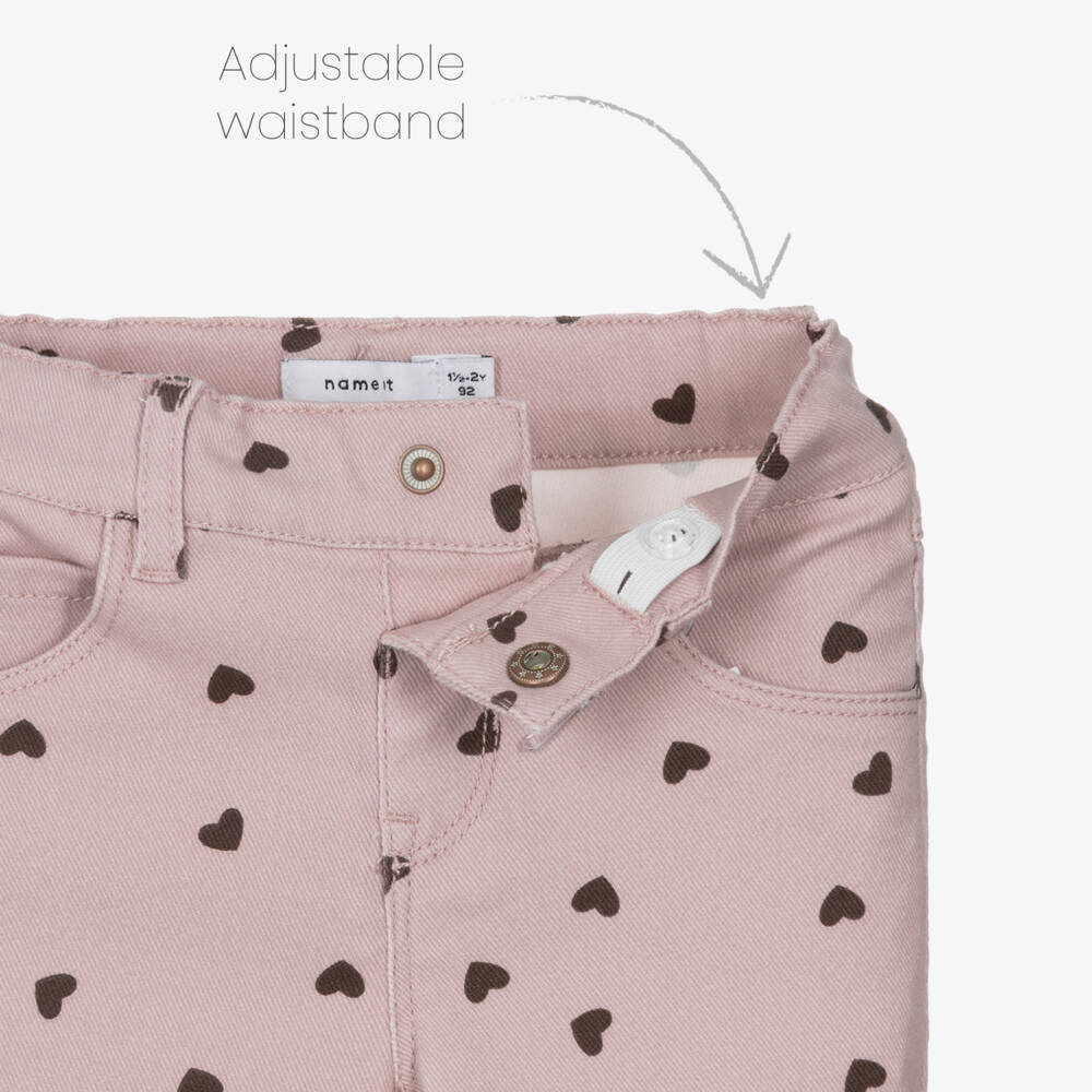 NAME IT-Girls Pink Heart Pattern Trousers | Childrensalon Outlet