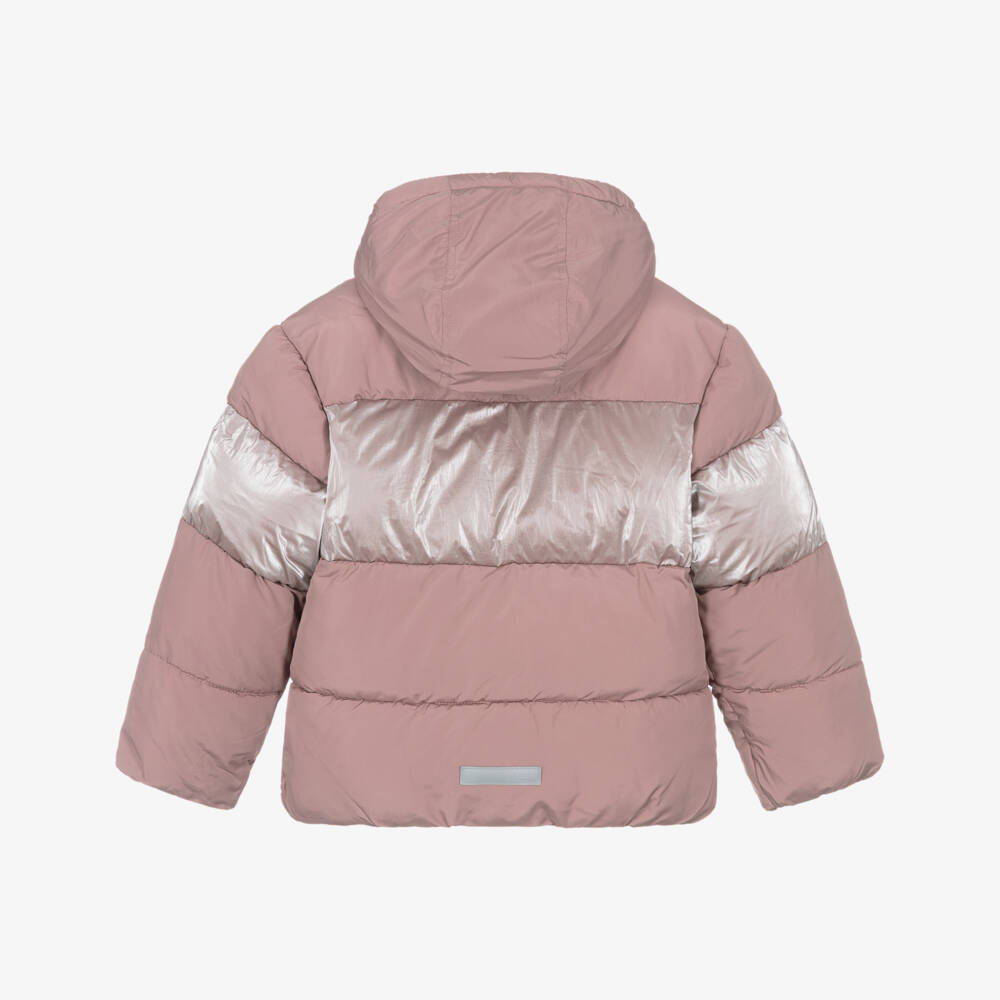 NAME IT-Girls Pink Hooded Puffer Jacket with Fleece Lining | Childrensalon Outlet