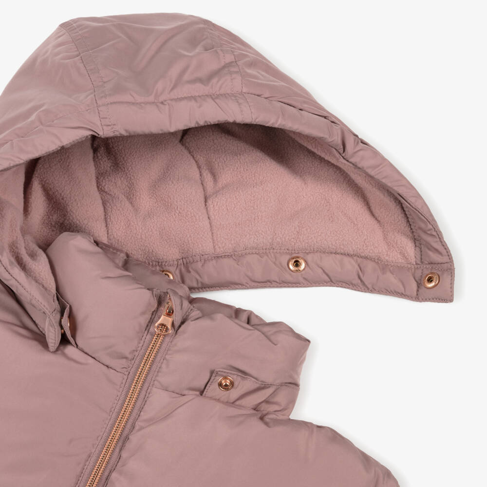 NAME IT-Girls Pink Hooded Puffer Jacket with Fleece Lining | Childrensalon Outlet