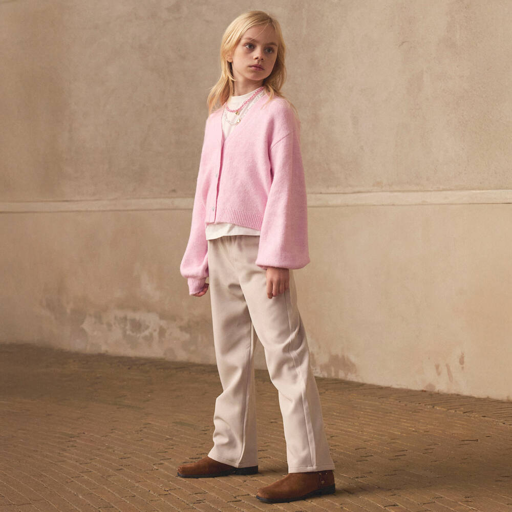 NAME IT-Girls Pink Knitted Cardigan with Pearl Buttons | Childrensalon Outlet
