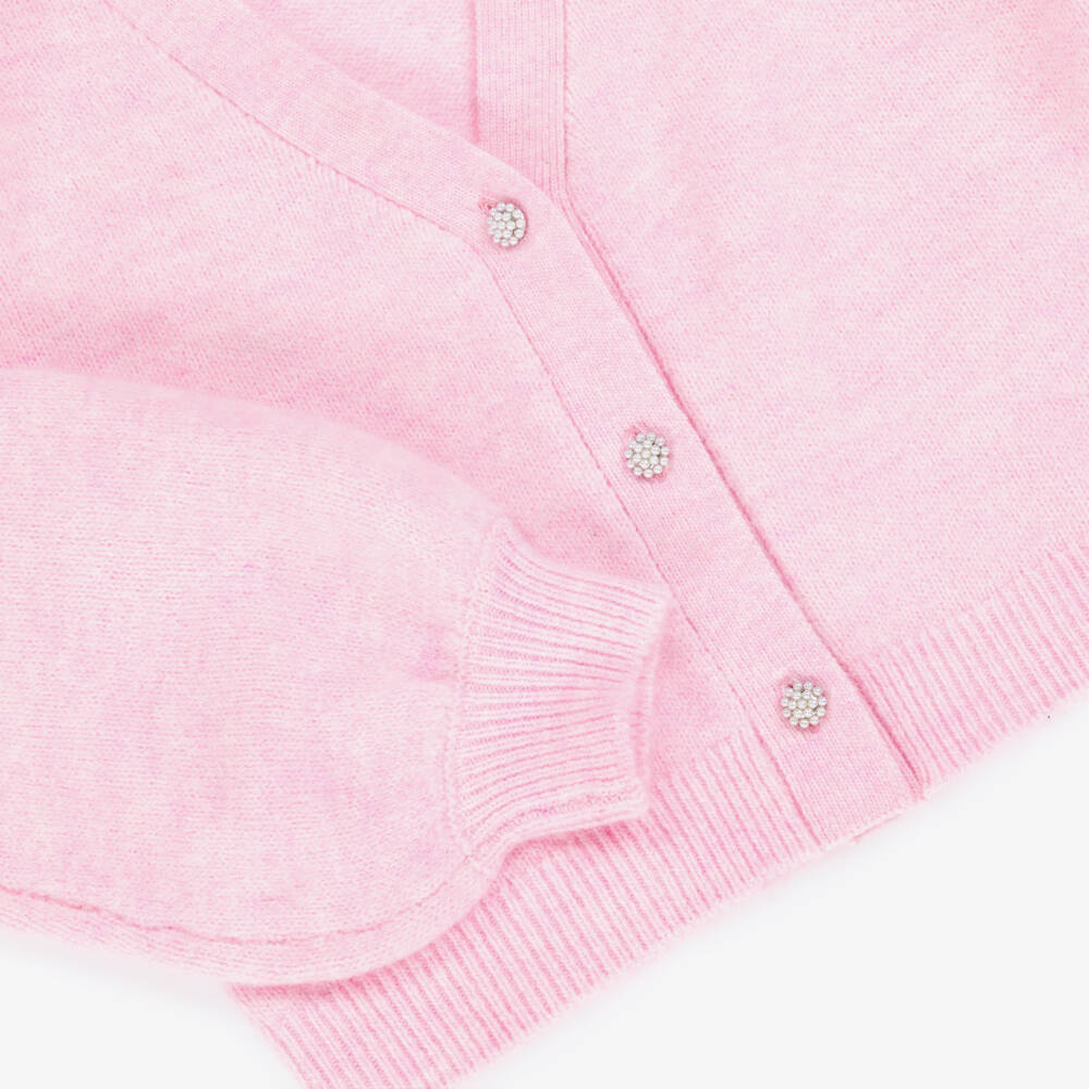 NAME IT-Girls Pink Knitted Cardigan with Pearl Buttons | Childrensalon Outlet