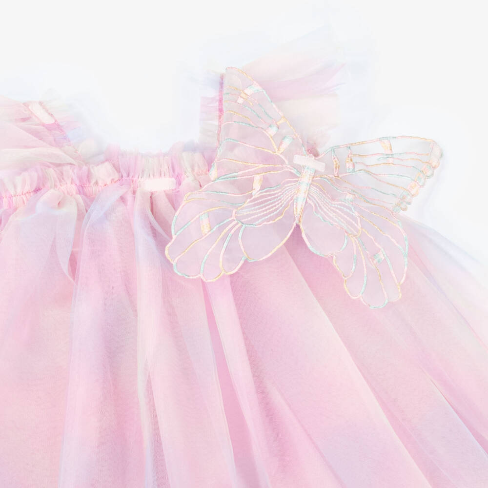 NAME IT-Girls Pink Rainbow Tulle Butterfly Dress | Childrensalon Outlet