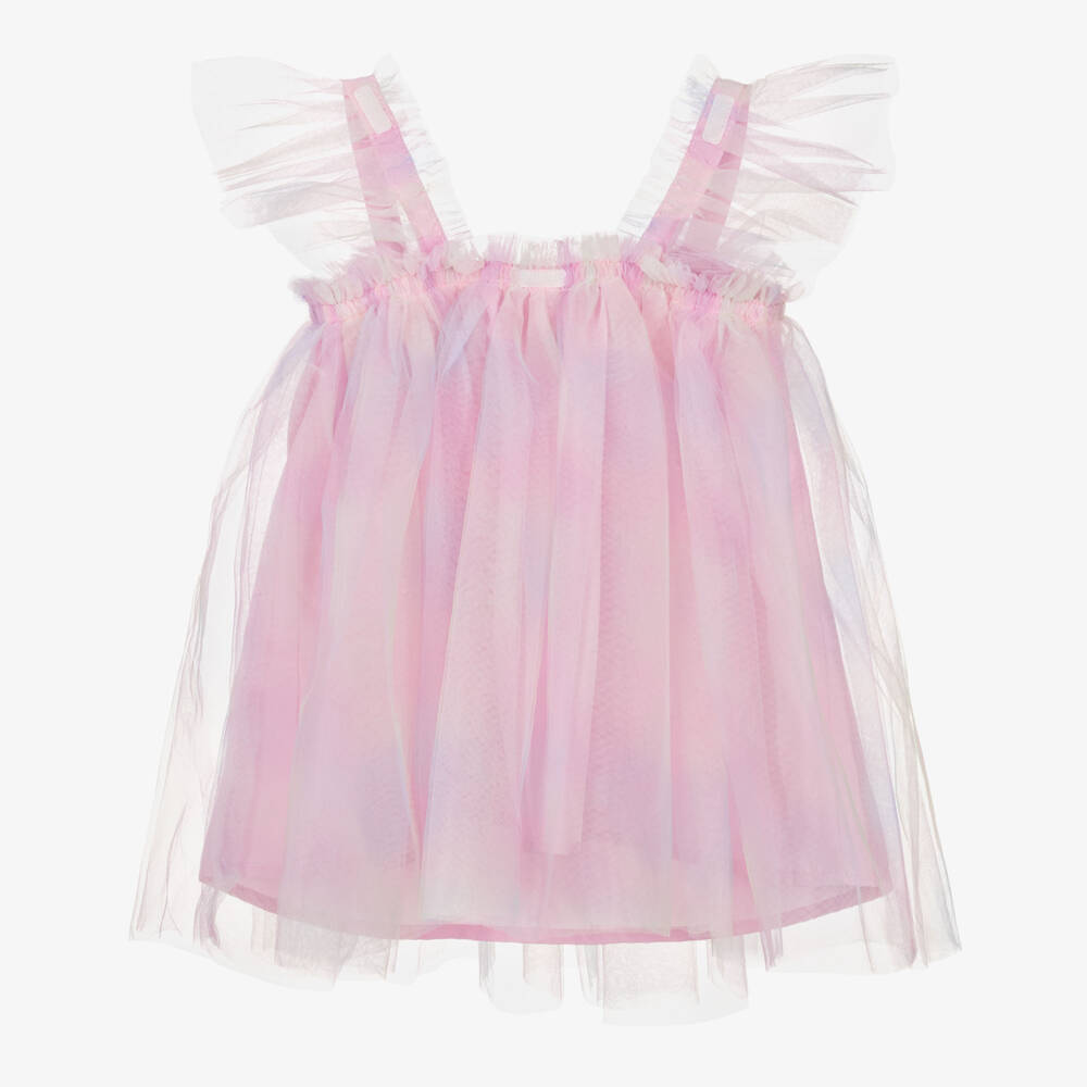 NAME IT-Girls Pink Rainbow Tulle Butterfly Dress | Childrensalon Outlet