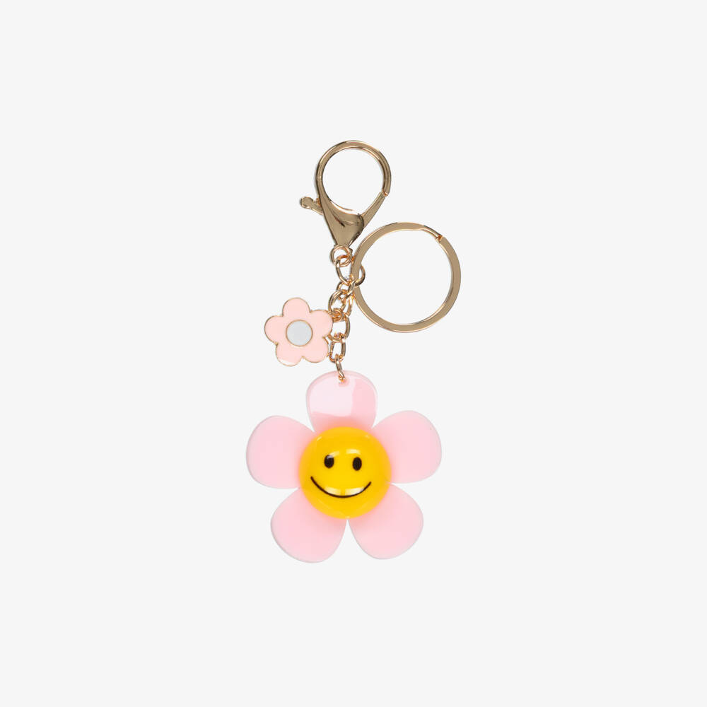NAME IT-Girls Pink & Yellow Daisy Bag Charm & Keyring (5cm) | Childrensalon Outlet