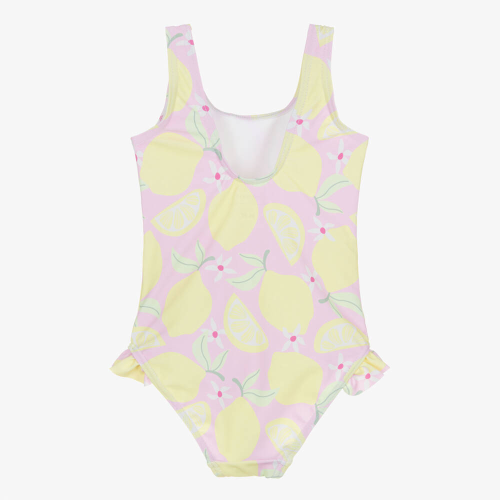 NAME IT-Girls Pink & Yellow Lemon Print Swimsuit | Childrensalon Outlet