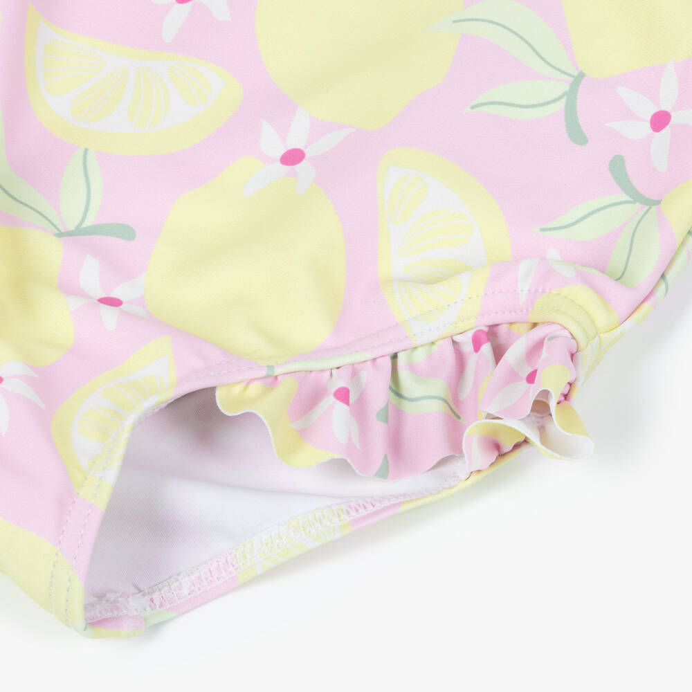 NAME IT-Girls Pink & Yellow Lemon Print Swimsuit | Childrensalon Outlet