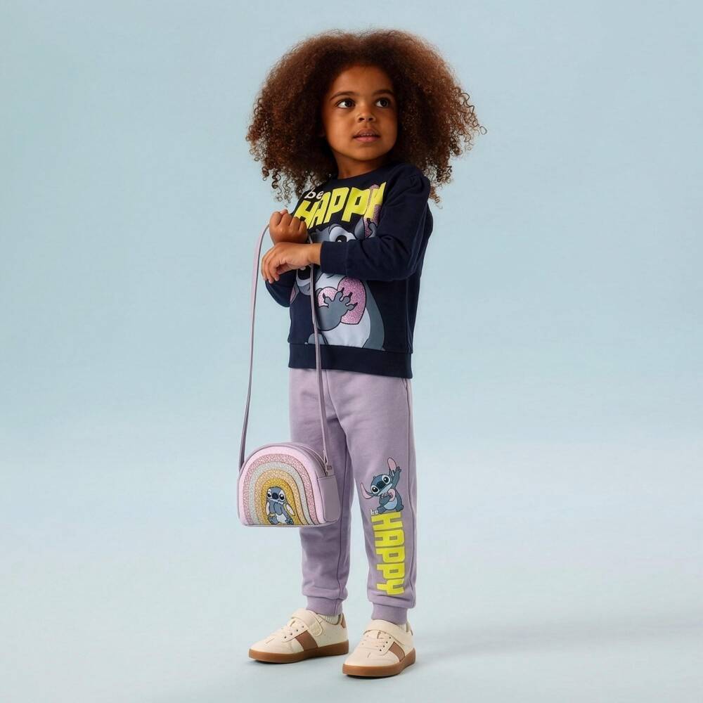 NAME IT-Girls Purple Cotton Disney Stitch Joggers | Childrensalon Outlet