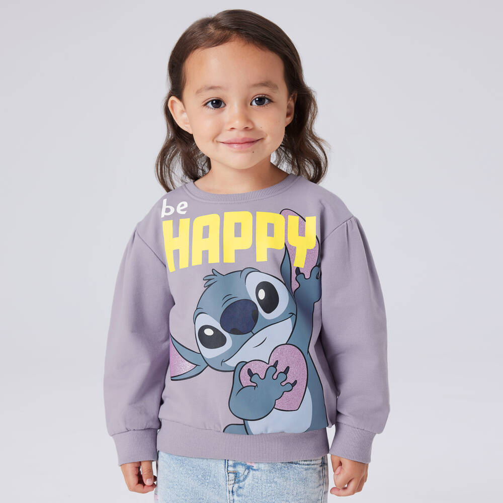 NAME IT-Girls Purple Cotton Disney Sweatshirt with Stitch | Childrensalon Outlet