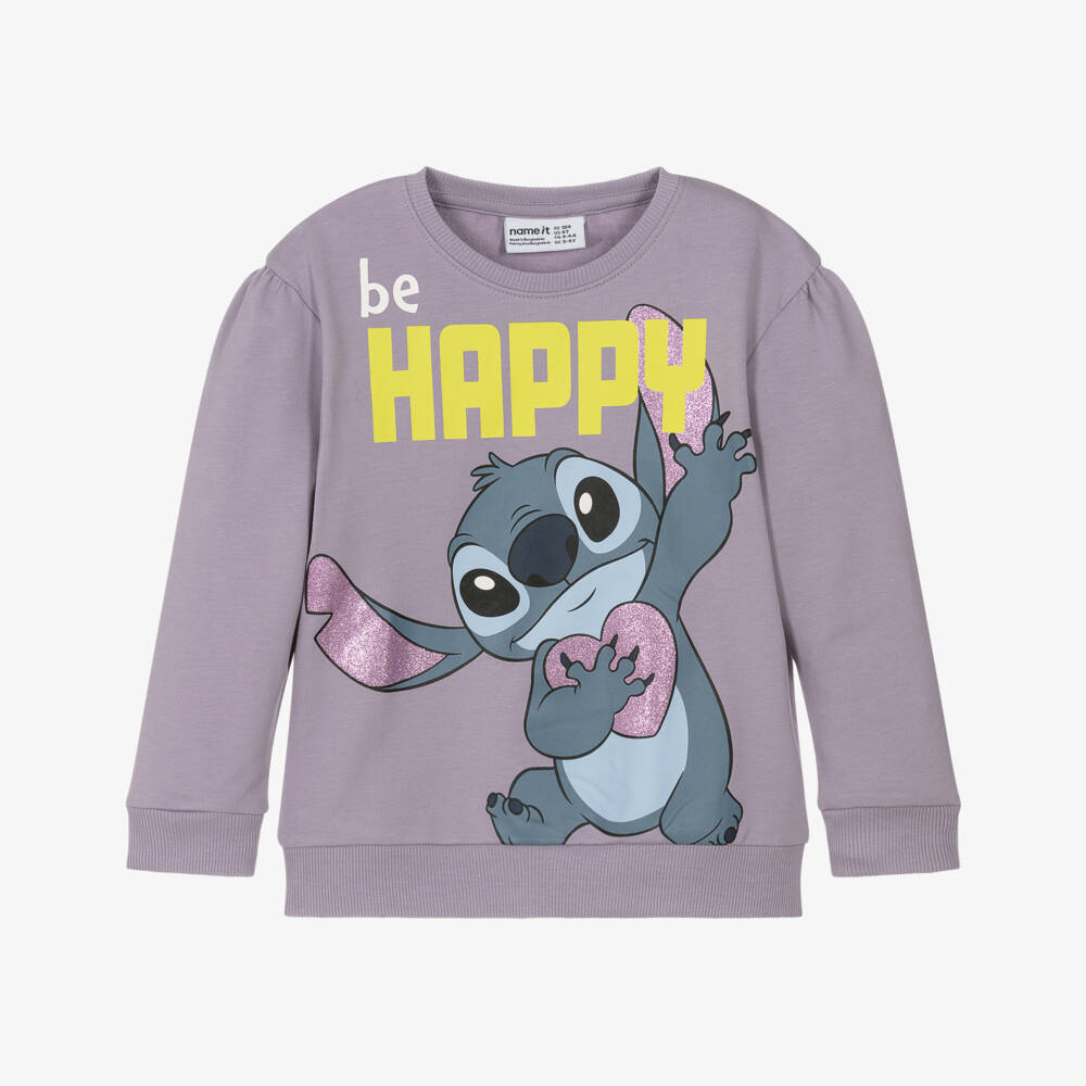 NAME IT-Girls Purple Cotton Disney Sweatshirt with Stitch | Childrensalon Outlet