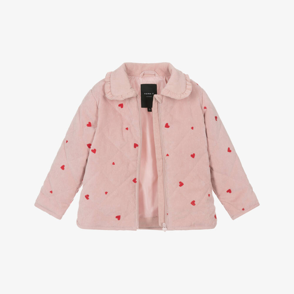 NAME IT-Girls Quilted Pink Heart Jacket | Childrensalon Outlet