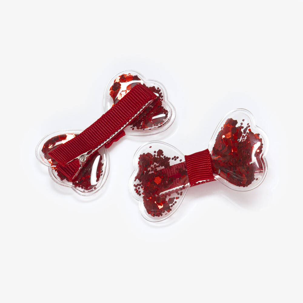 NAME IT-Girls Red Sequin Bow Hair Clips (2 Pack) | Childrensalon Outlet