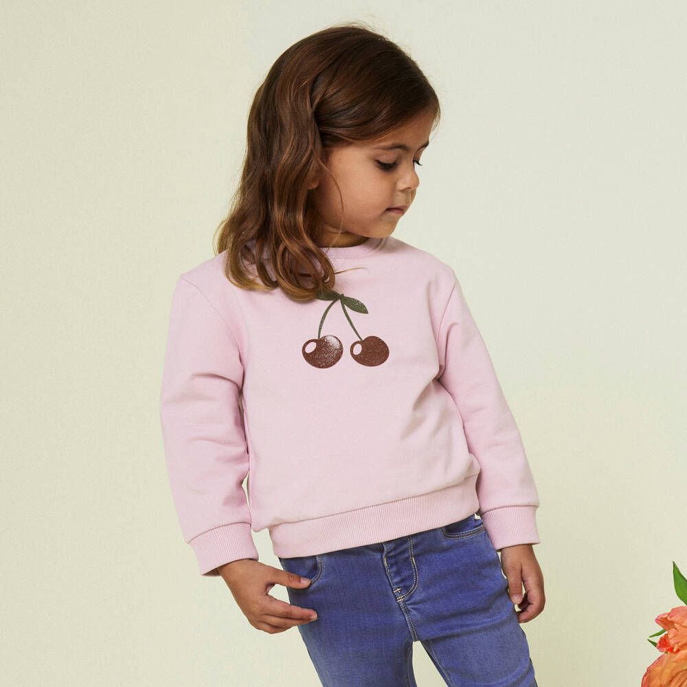 NAME IT-Girls Rosy Cherry Cotton Jumper | Childrensalon Outlet