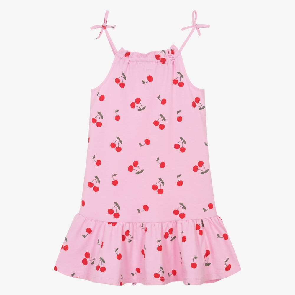 NAME IT-Girls Rosy Cherry Patterned Cotton Dress | Childrensalon Outlet