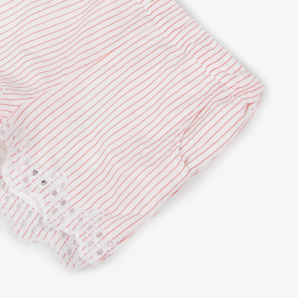 NAME IT-Girls Scarlet Stripe Cotton Cutwork Shorts | Childrensalon Outlet