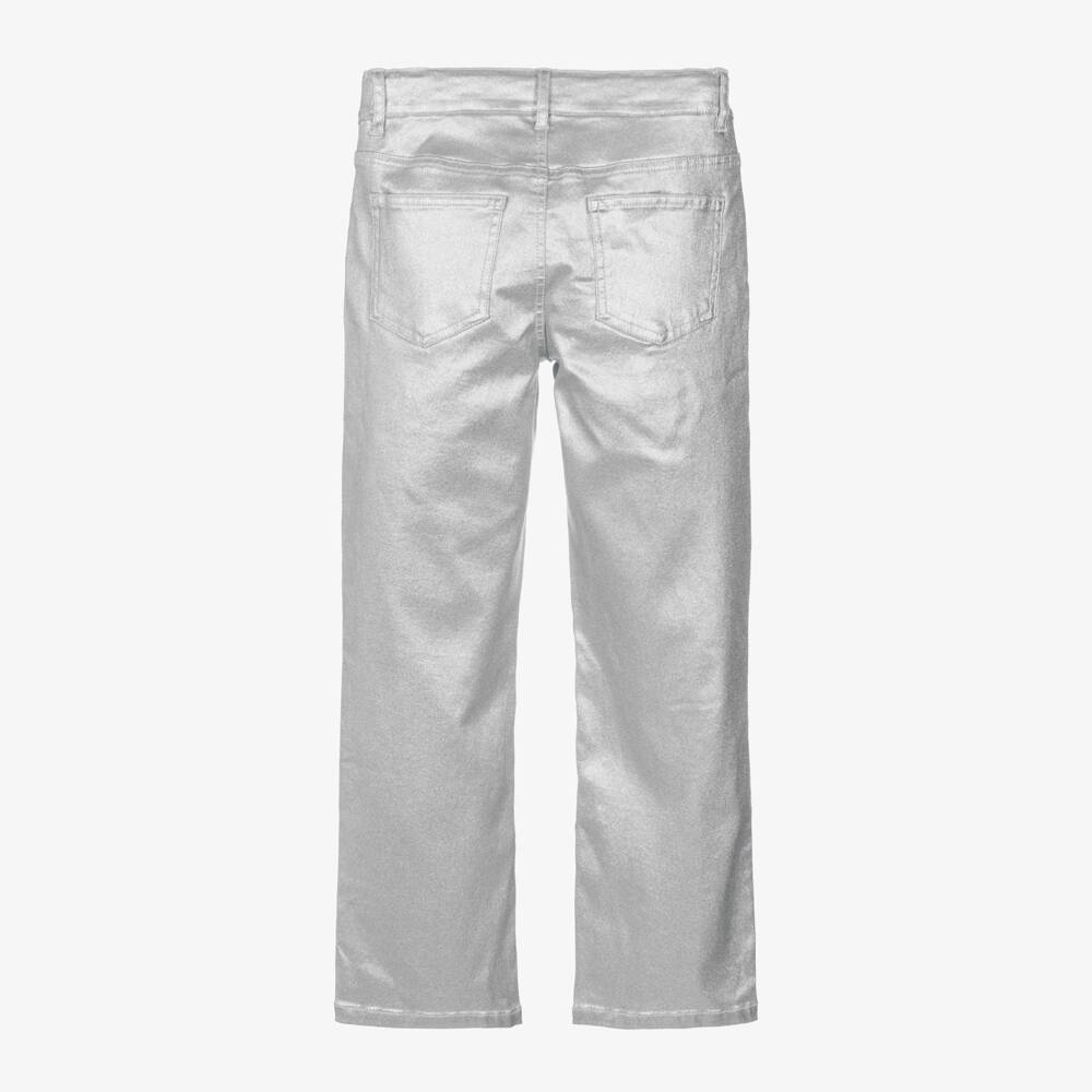 NAME IT-Girls Silver Metallic Straight-Leg Trousers | Childrensalon Outlet