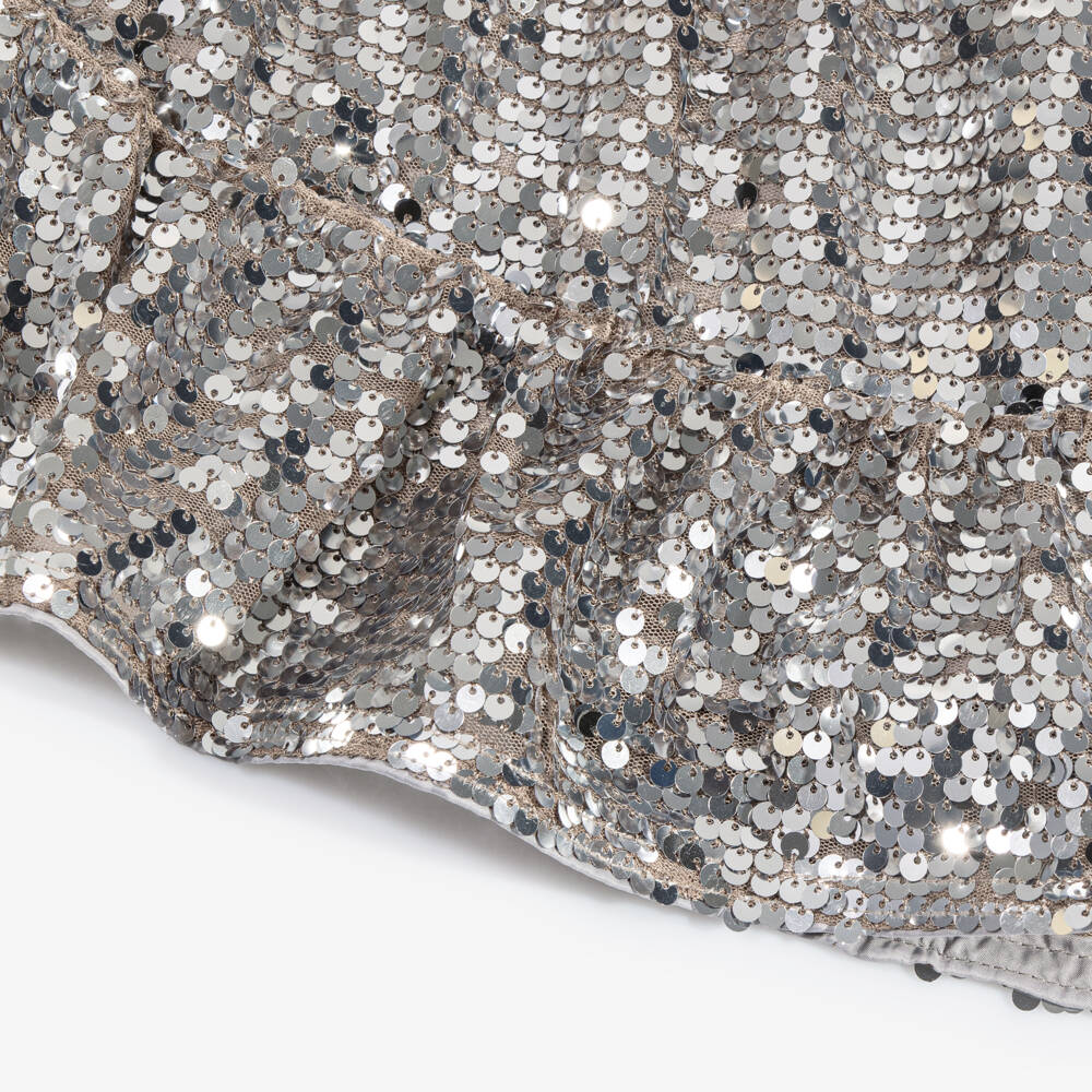 NAME IT-Girls Silver Tiered Dress with Sparkly Sequins | Childrensalon Outlet