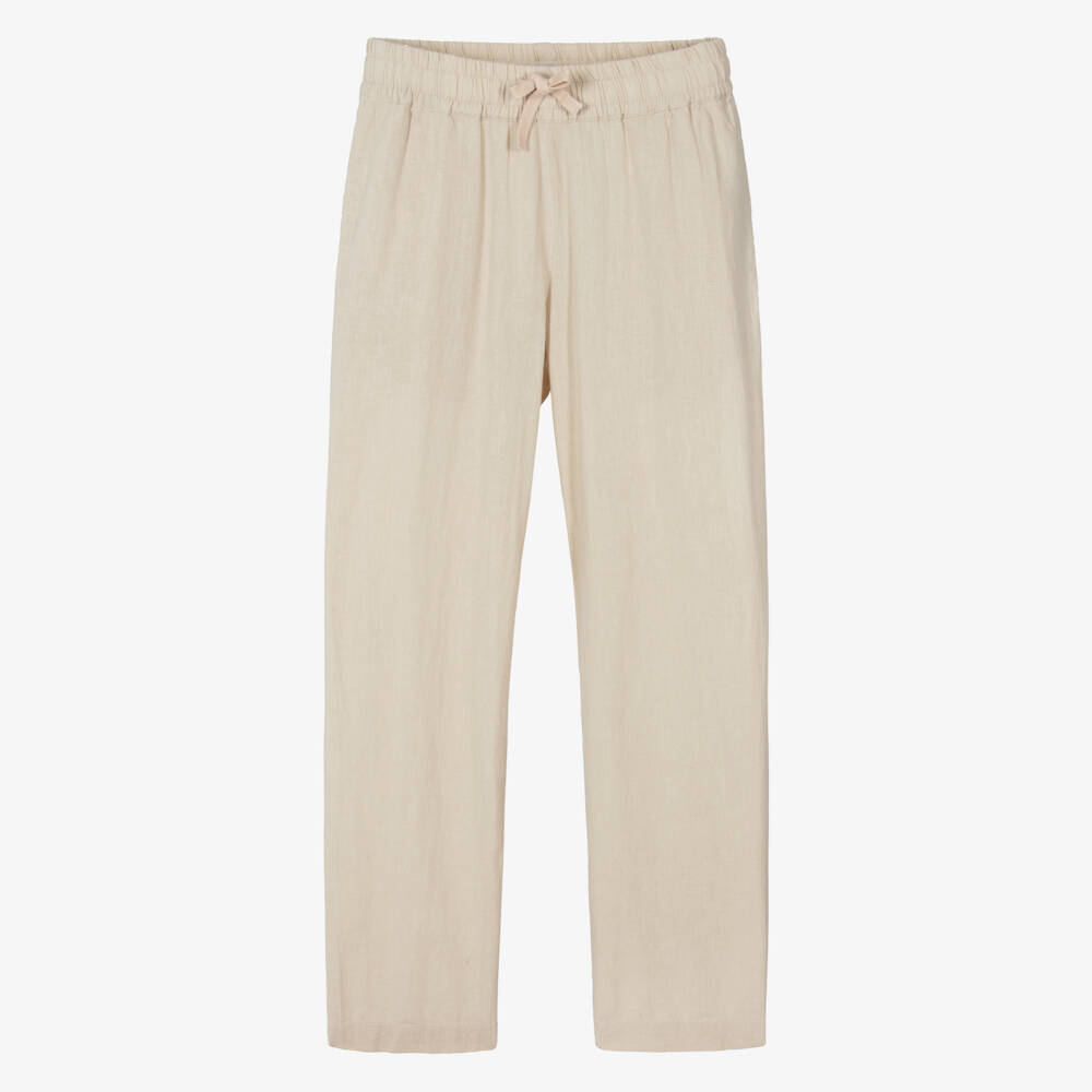 NAME IT-Girls Soft Beige Linen Pants | Childrensalon Outlet