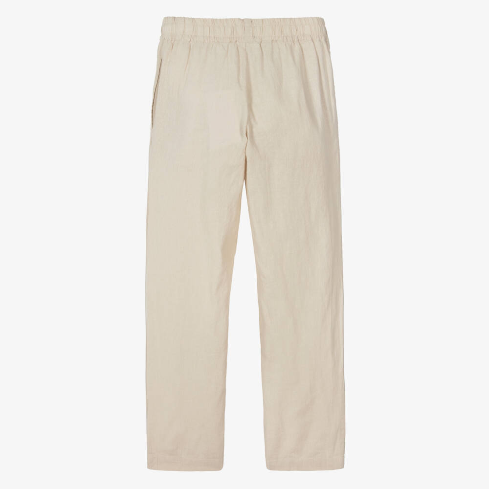 NAME IT-Girls Soft Beige Linen Pants | Childrensalon Outlet