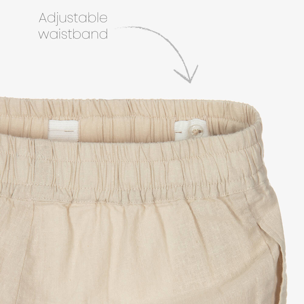 NAME IT-Girls Soft Beige Linen Pants | Childrensalon Outlet