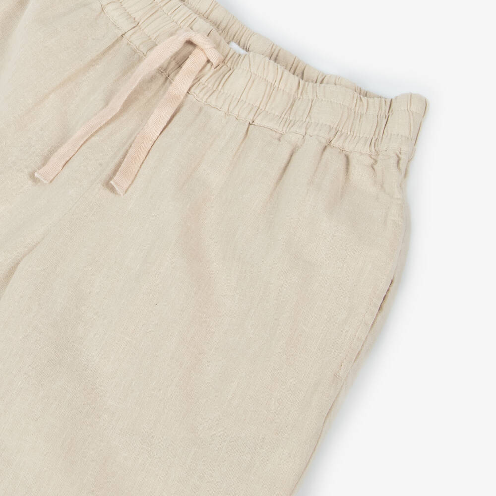 NAME IT-Girls Soft Beige Linen Pants | Childrensalon Outlet