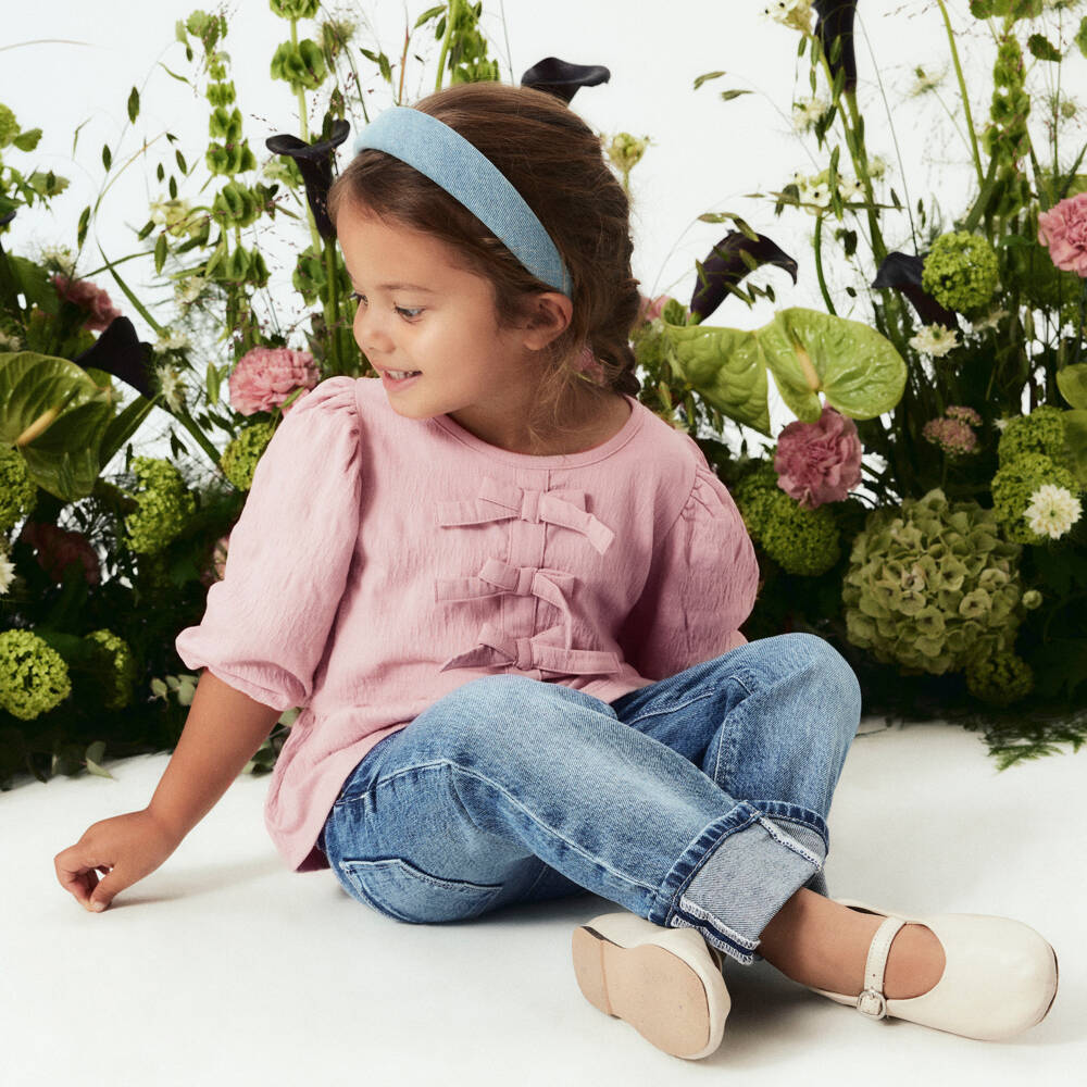 NAME IT-Блузка с бантом для девочек мягкая розовая | Childrensalon Outlet