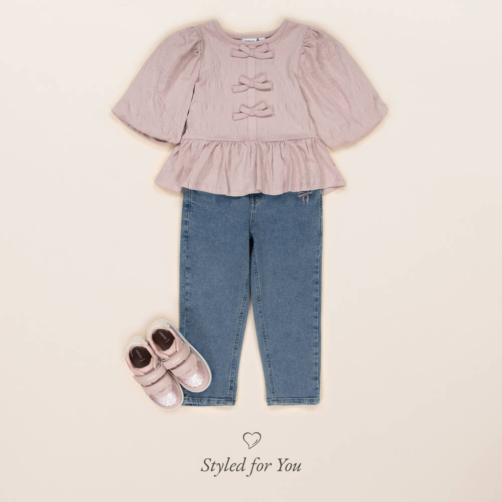 NAME IT-Блузка с бантом для девочек мягкая розовая | Childrensalon Outlet