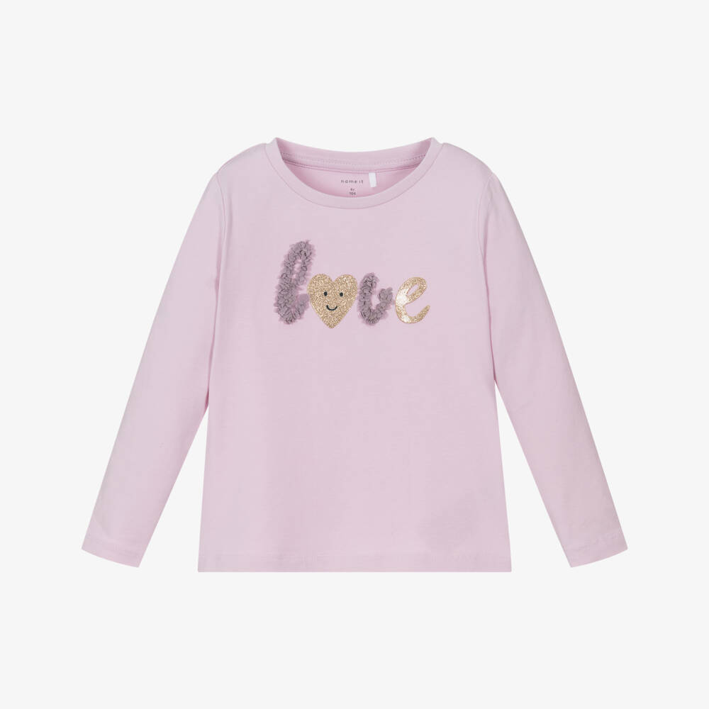 NAME IT-Мягкая розовая футболка с сердцем для девочек | Childrensalon Outlet
