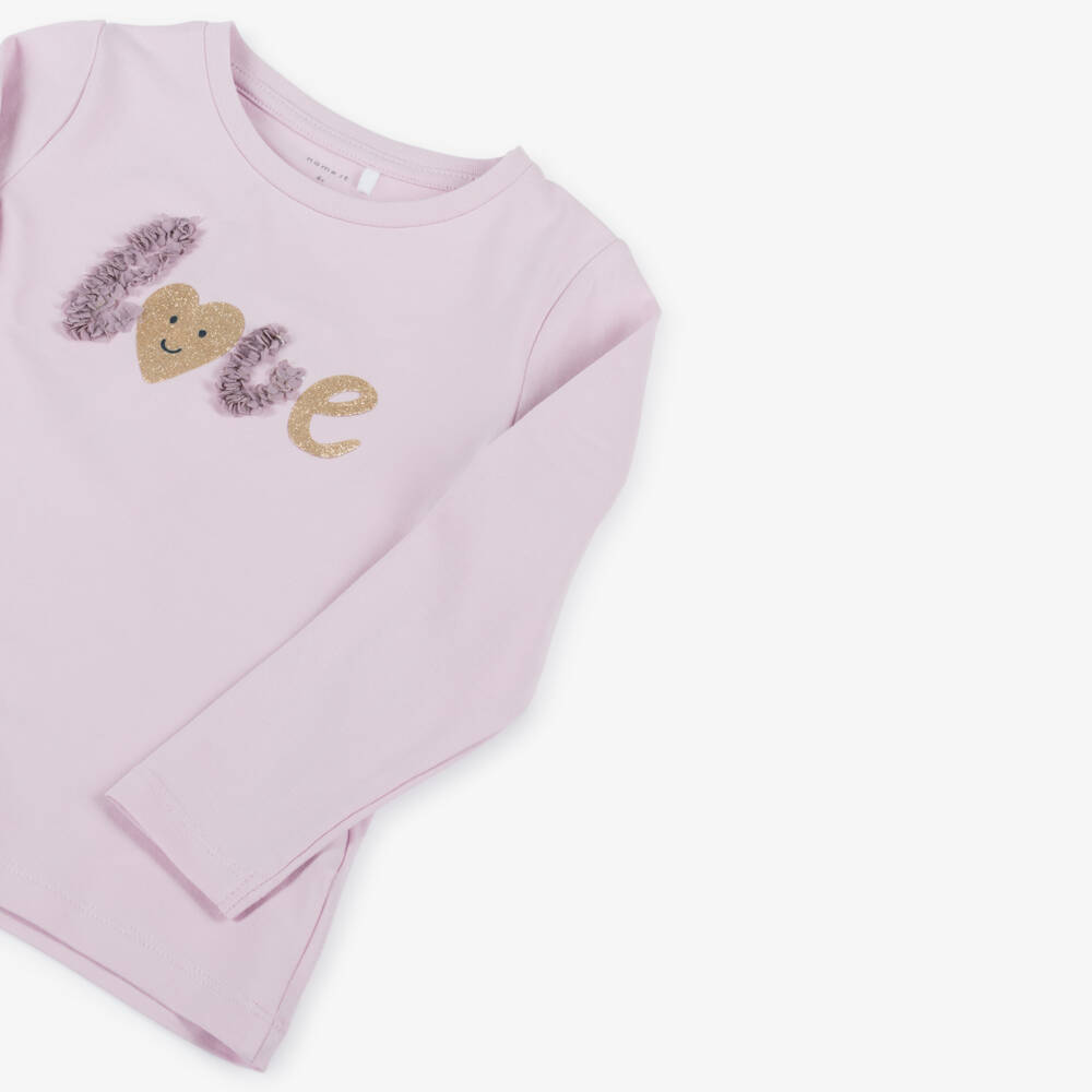 NAME IT-Girls Soft Pink Heart Tee | Childrensalon Outlet