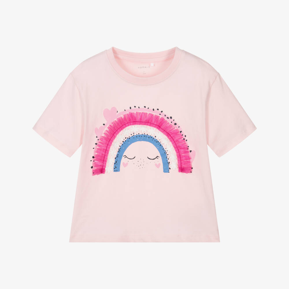 NAME IT-Girls Soft Pink Rainbow Tee | Childrensalon Outlet