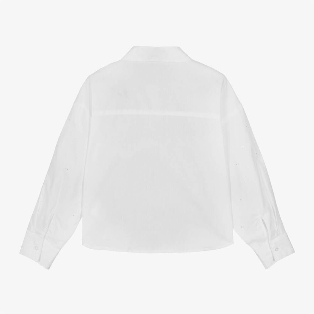 NAME IT-Girls Sparkling Cotton White Blouse | Childrensalon Outlet