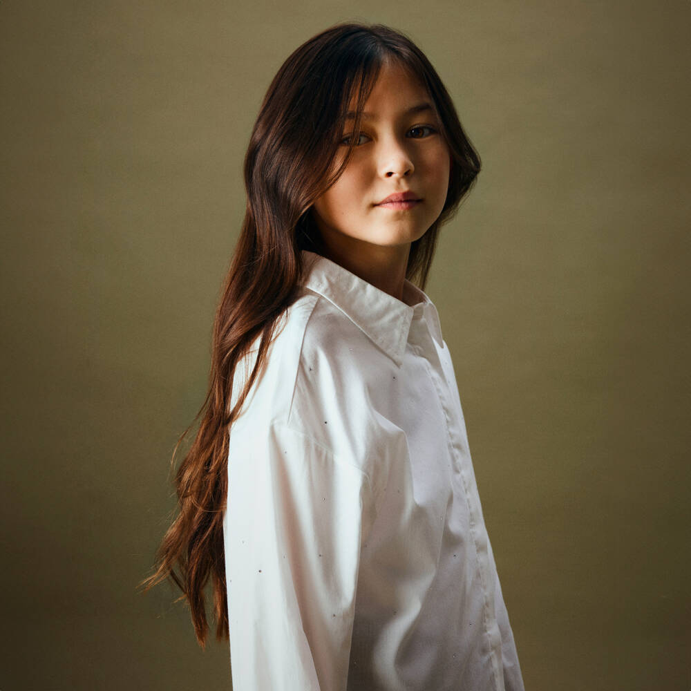 NAME IT-Girls Sparkling Cotton White Blouse | Childrensalon Outlet