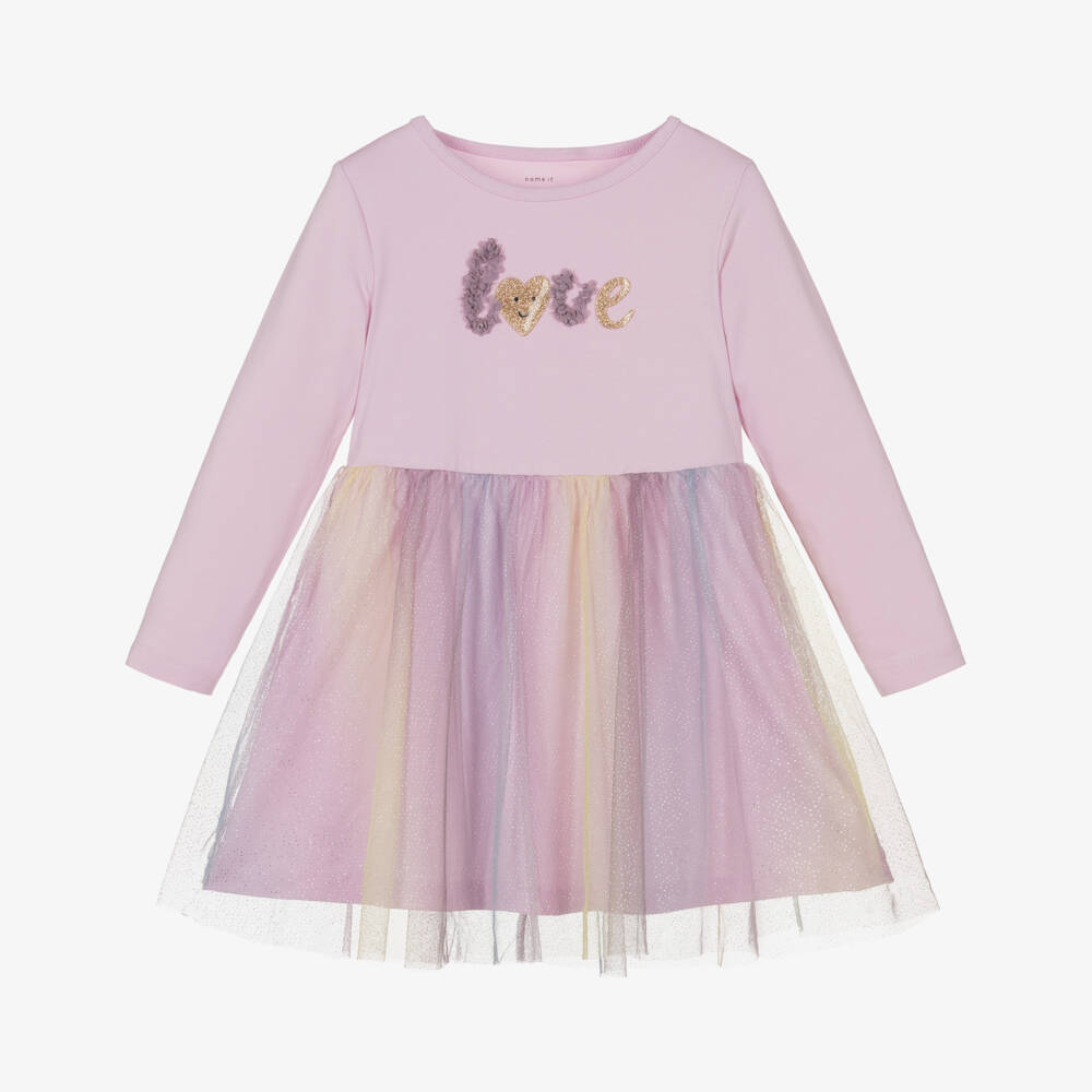 NAME IT-Girls Sparkling Pink Tulle Dress | Childrensalon Outlet