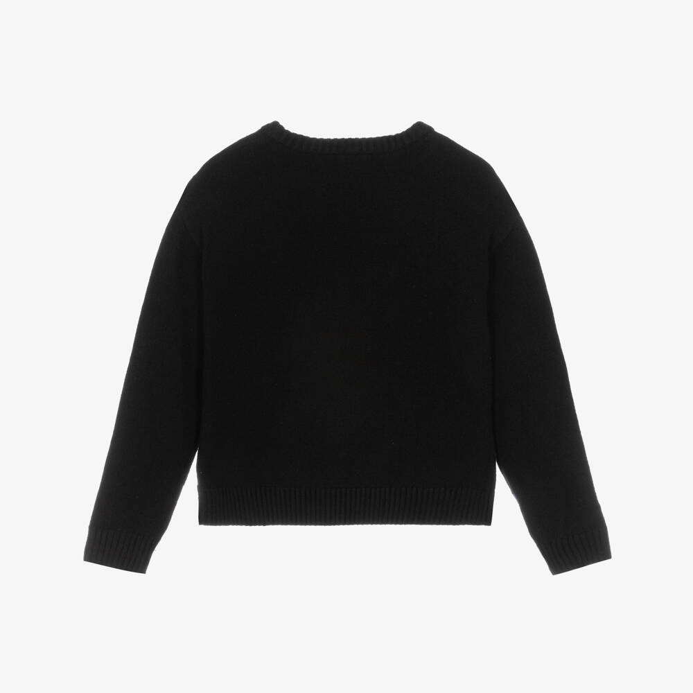 NAME IT-Girls Velvet-Bow Black Knit Sweater | Childrensalon Outlet