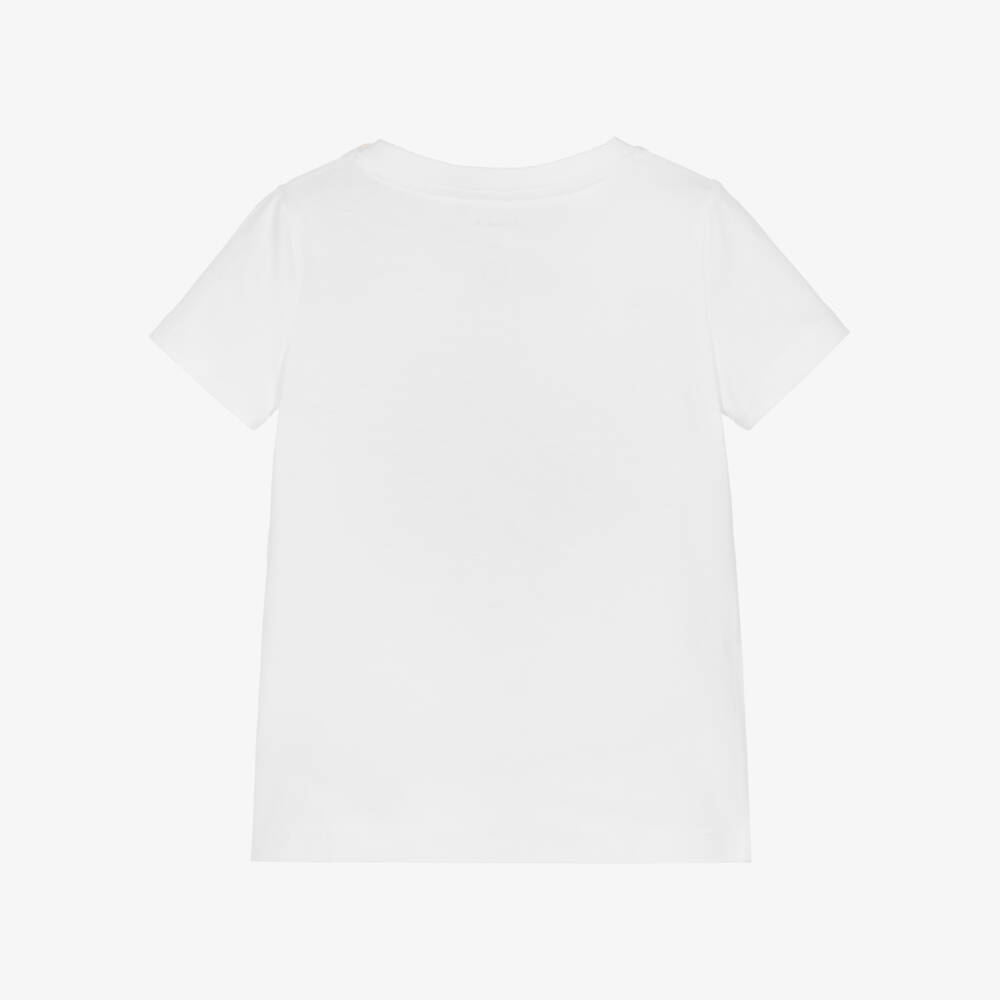 NAME IT-Girls White Cotton Cowboy Hat T-shirt with Flower Applique | Childrensalon Outlet