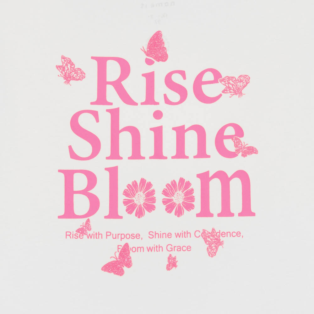 NAME IT-Girls White Organic Cotton T-Shirt with Pink Butterflies | Childrensalon Outlet